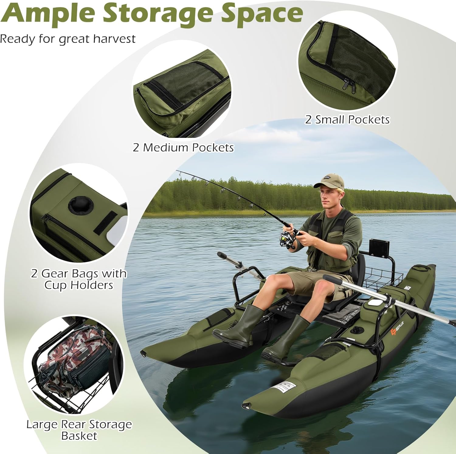 Adult Inflatable Belly Boat wi - Fishing Boat Seat 评论和价格