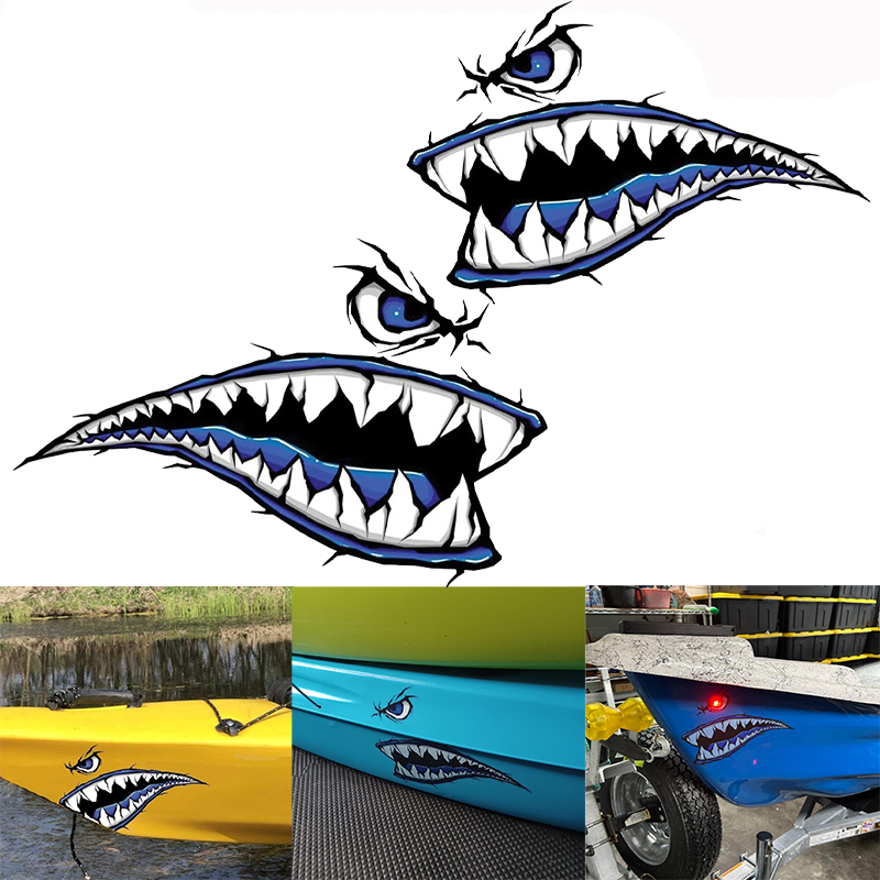 2PCS Shark Teeth Mouth Boat St - Fishing Boat Trailer 评论和价格